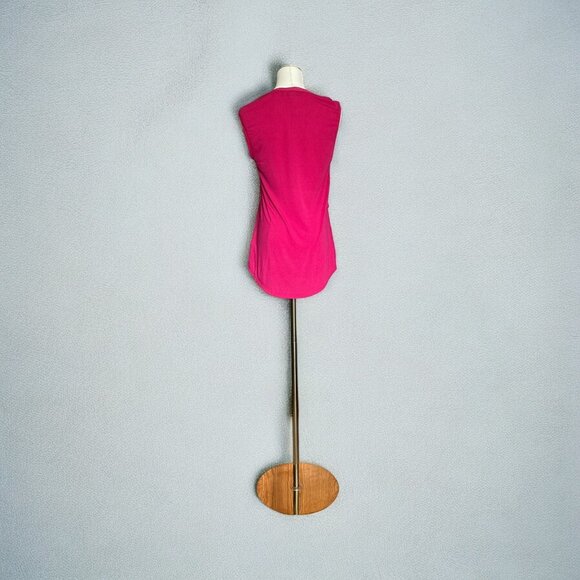 Red Haute Womens Draped Scoop Neck Top L Pink Sleeveless Spring Summer Tank USA - Picture 3 of 6